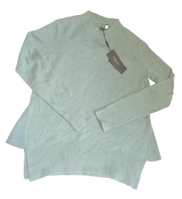 Derek Lam New $1190 Oversized Egg Blue/Green Pull Over Cashmere Sweater Wmns Sm