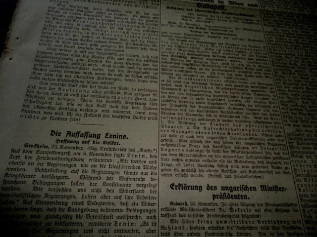 Zeitung VORWÄRTS 1917 Duchonin für Waffenstillstabd LENIN Russland Revolution 3