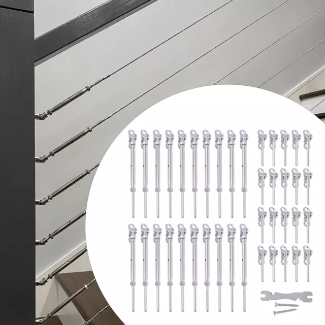 20 Sets Cable Railing Kits 1/8in Hardware Steel 180° Angle-Adjustable Cable Kits