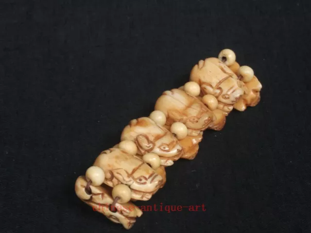 Antique Collection Old Chinese Tibet Hand-carved Lovely Pig Bracelet Decoration