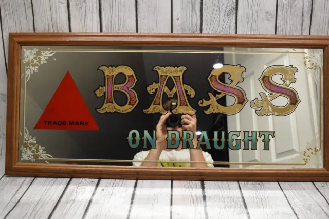 Vintage Bass English Ale Pub Bar Mirror TRADEMARKED 32" x 14"