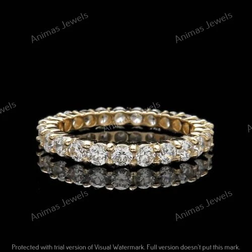 2 CT MOISSANITE Full Eternity Anniversary Wedding Band 14K Yellow Gold