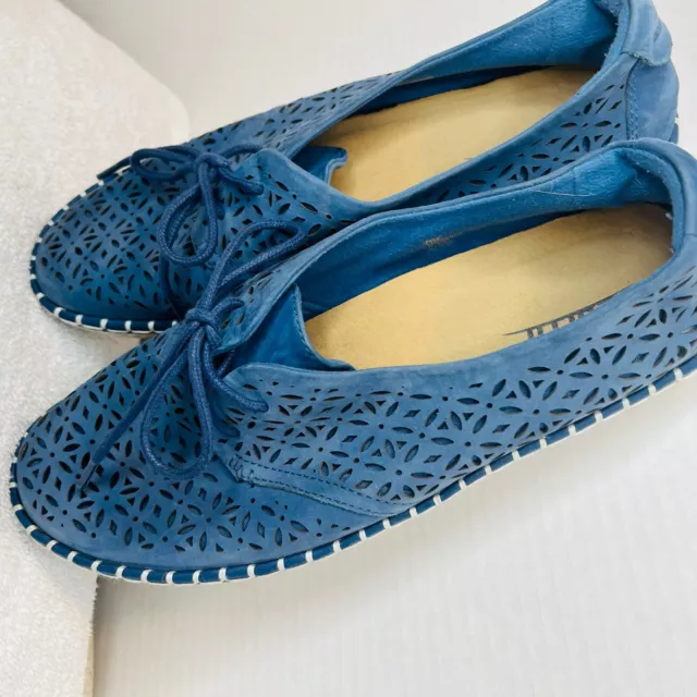 Earth Shoes Nubuck Perforated Slip-Ons Sapphire Blue flats