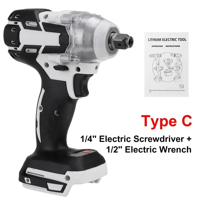 18V 1/2" Driver Cordless Impact Wrench Brushless 520NM With  Battery +Charger