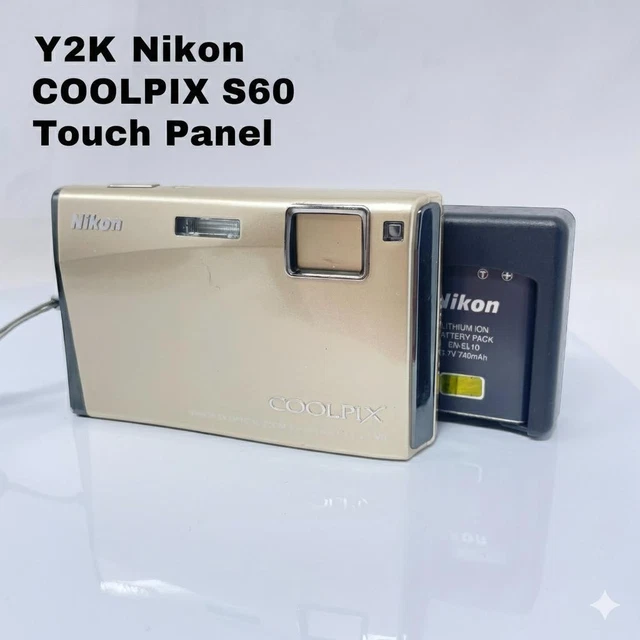NIKON COOLPIX S60 Y2K Retro Oro Compacto Cámara Digital Probado