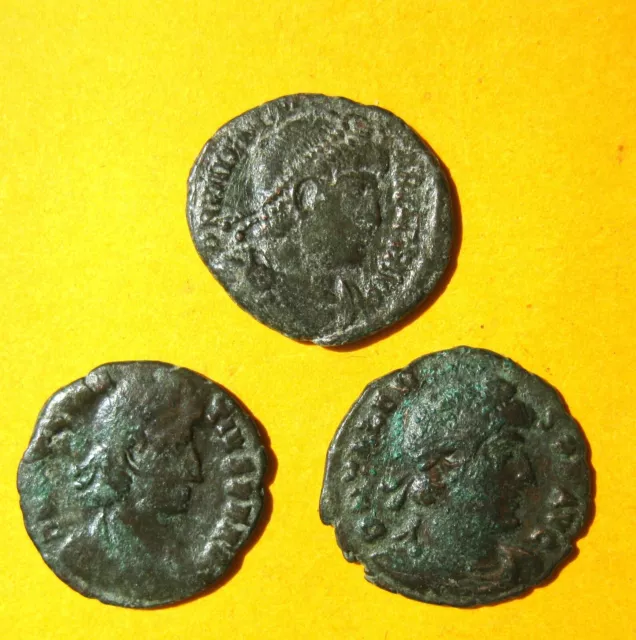 Ancient Roman Bronze Follis LOT of 3 pieces 18 mm