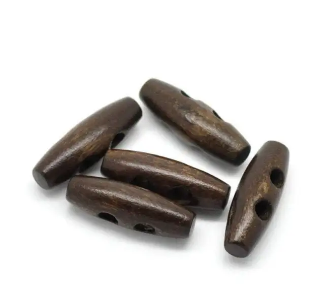 "Botones de madera Toggle - acabado marrón oscuro - 3x1 cm (1-1/8""x3/8")