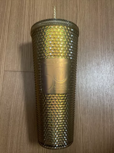 Walt Disney World 50th Anniversary Geometric Starbucks Tumbler with Straw – Gold