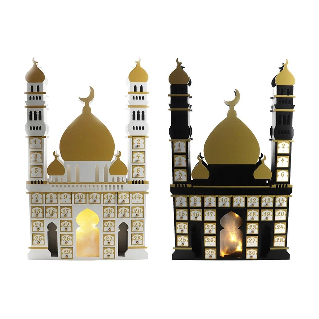 RAMADAN ADVENT CALENDAR with Light 2025 Wooden Eid Mubarak Calendar for