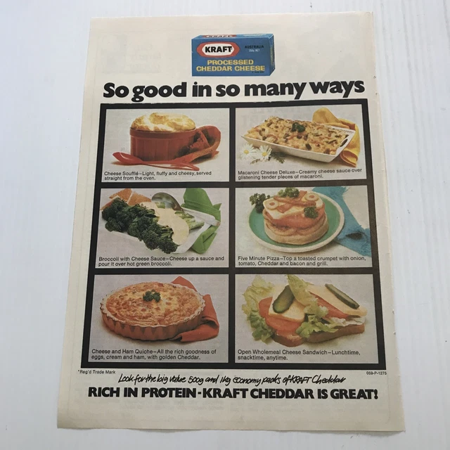 KRAFT PROCESSED CHEDDAR Cheese 1970's Original Vintage Magazine