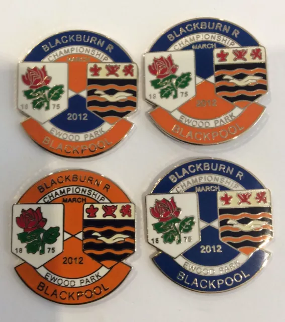 Rare Set 4 Blackburn Rovers FC Football Club Badges Badge Pin. V Blackpool 2012