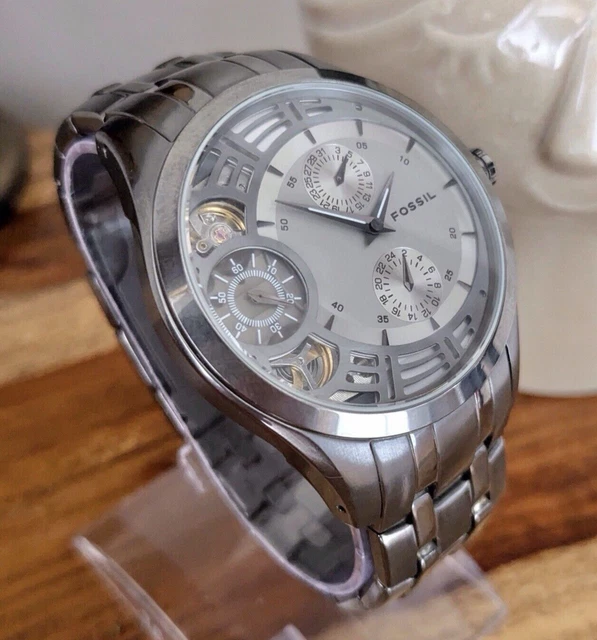 FOSSIL TWIST AUTOMATIC Chrono Watch ME1019 Mens All Steel Gun Metal Gray NICE 55.00 PicClick