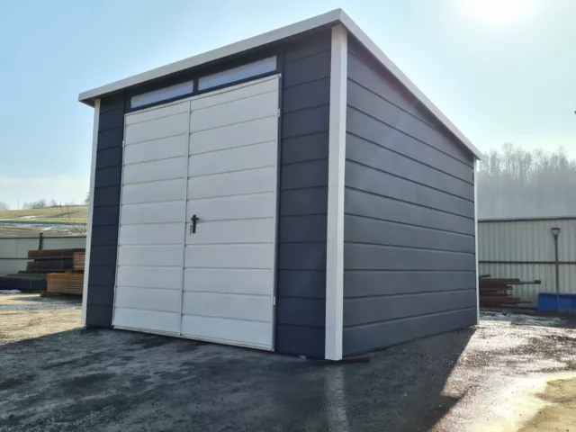 Blechgarage Garage Einzelgarage Metallgarage 3x3 m verzinkt mit Aufbau