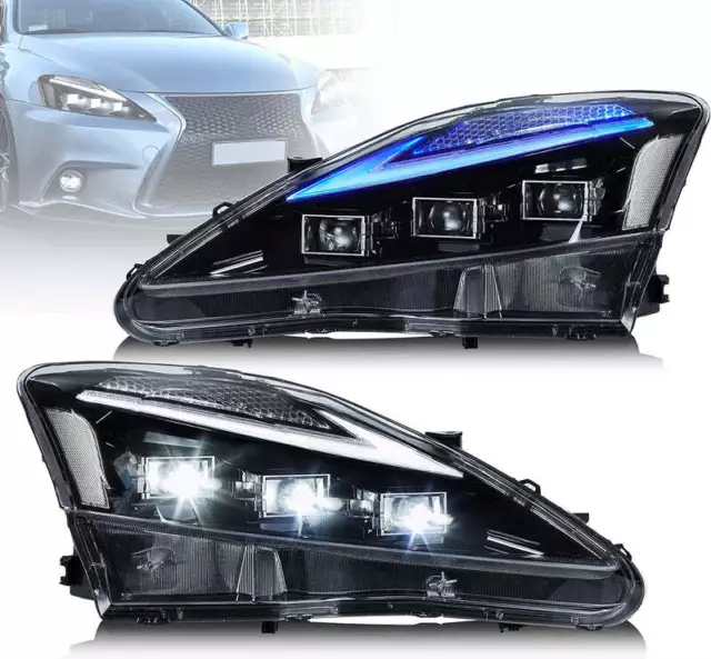 For 2006-2013 Lexus IS250 IS350 ISF w/Startup VLAND Headlights Projector LED DRL