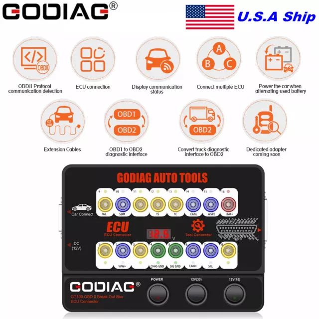 GODIAG Auto Tools GT100 OBDII Protocol Detector & Break Out Box Connector