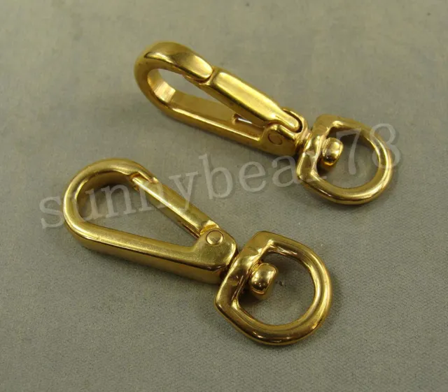 2pcs Solid Brass Bag Snap Hook JAW Swivel Hooks clip lobster clasps keychains