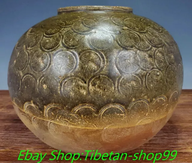 9.7'' Old Chinese Yue Kiln Porcelain Song Dynasty Money Bi Coin Crock Pot Jar