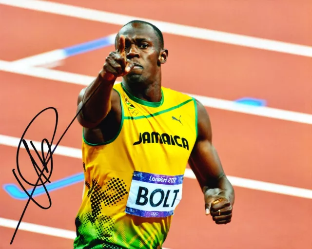 Usain Bolt Signed 10X8 PHOTO DISPLAY Olympic Legend JAMAICA AFTAL COA (D)