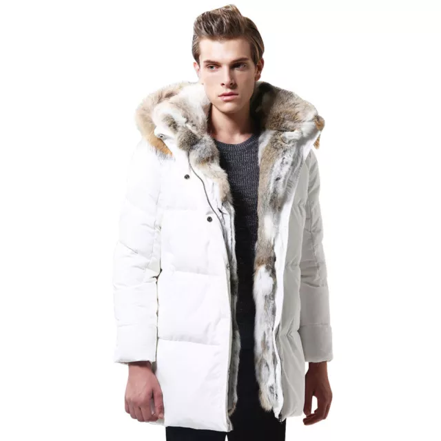 New Chic Mens Winter Warm Fur Lined Hooded Thicken Parka Duck Down Coat Jackets