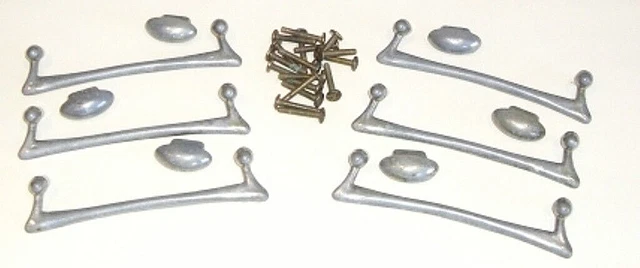 Lot of 12 Vintage MCM Dresser Drawer Hardware - 6 Knobs and 6 Pulls