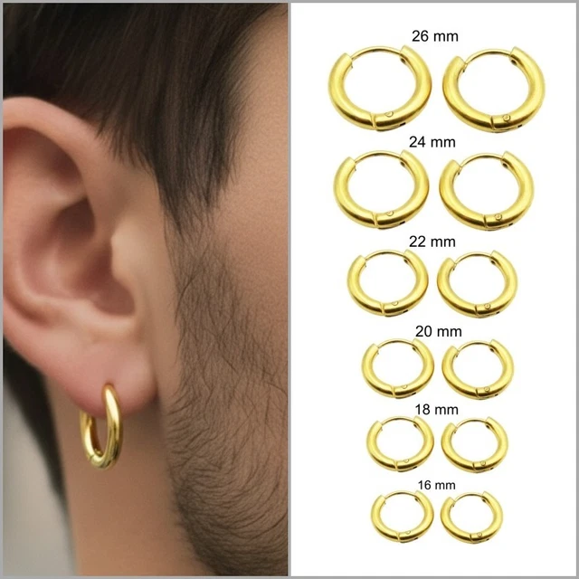 Orecchini A Cerchio Unisex In Acciaio Inossidabile - Colore Nero - Diametri 15/17/19mm - JewelryWe