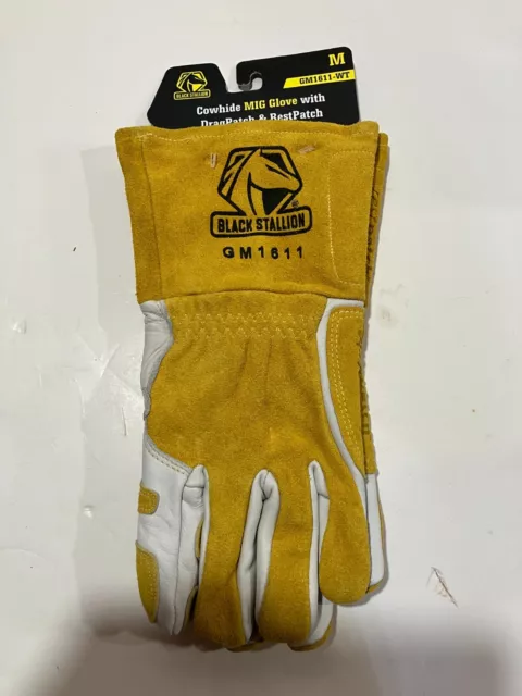 Black Stallion Cowhide MIG Gloves with DragPatch & RestPatch size Medium GM1611-