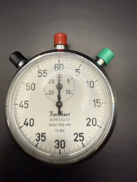 Chronomètre Mécanique Vintage Hanhart Amigo — 1/5 Sec., Occasion Fonctionnel, Très Bon état