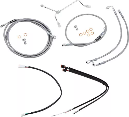 14" Ape Hanger Cable Kit Non-ABS Stainless Steel Burly Brand B30-1164