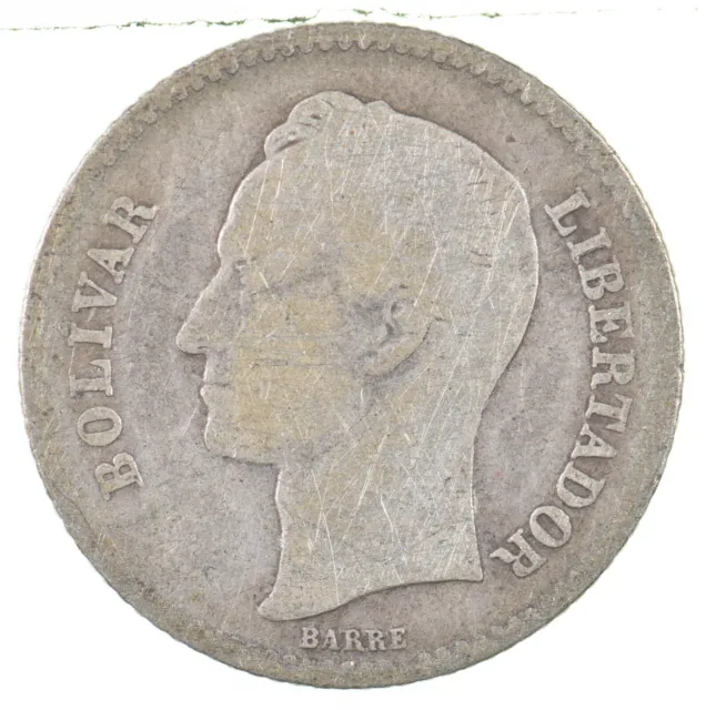 Roughly the Size of a Quarter 1921 Venezuela 1 Bolivar World Silver Coin *738