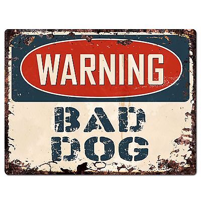 PP1036 WARNING BAD DOG Plate Rustic Chic Sign Home Store Decor Gift