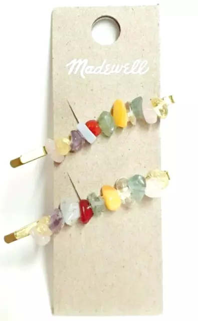 Madewell Seaglass Hair Slide Hair Pin Set of Two Faded Earth Multi-Color New Tag