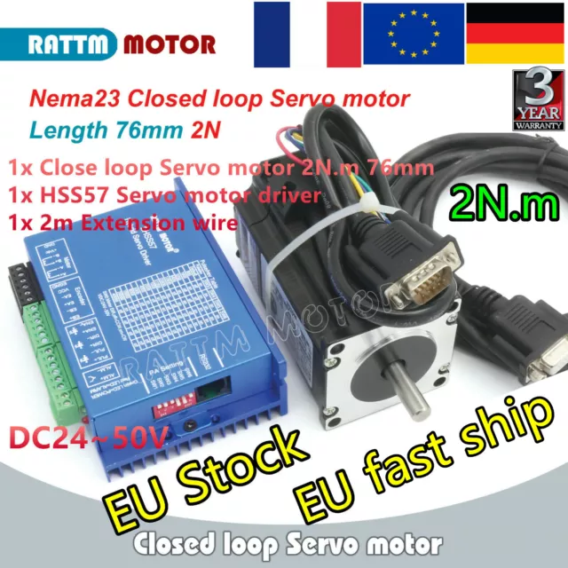 Nema23 57 2-Phase Hybrid 2N.m Servo Motor Closed Loop Stepper Driver CNC Kit〖FR〗