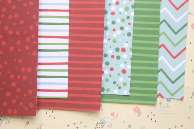 Christmas Dots & Stripes mezcla cartulina 250gsm álbum de recortes diario papel artesanal