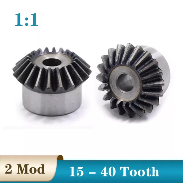 2 Mod Bevel Gear 1:1 90°15 -40 Tooth Transmission Gears OD 32.5-82.5mm 45# Steel