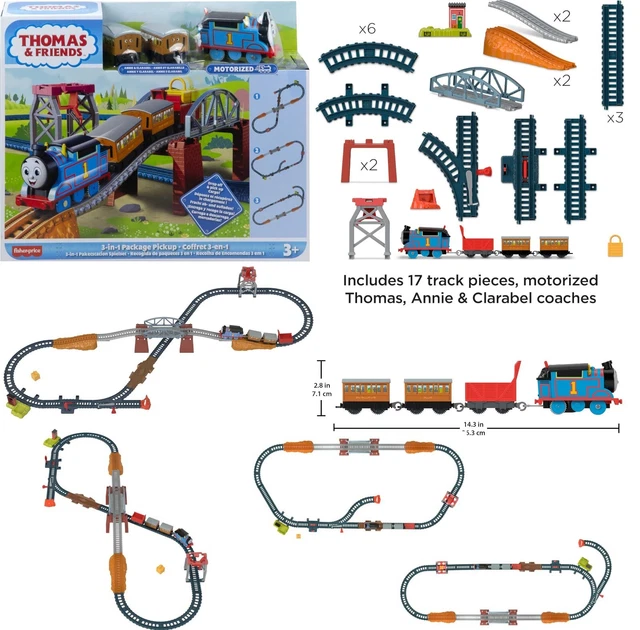 Fisher Price Thomas 3-in-1 Package Pickup Train Track Motorised New Toy Race Fun