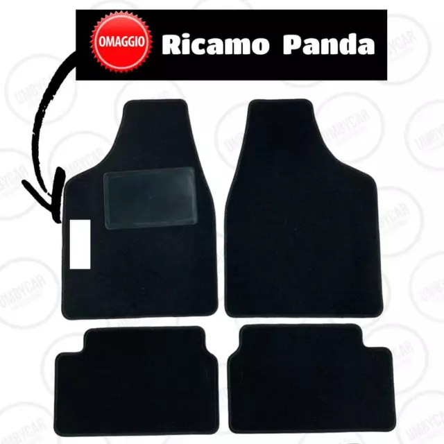 FIAT PANDA YOUNG Tappeto Completo Moquette Velcro Con Logo Ricamo