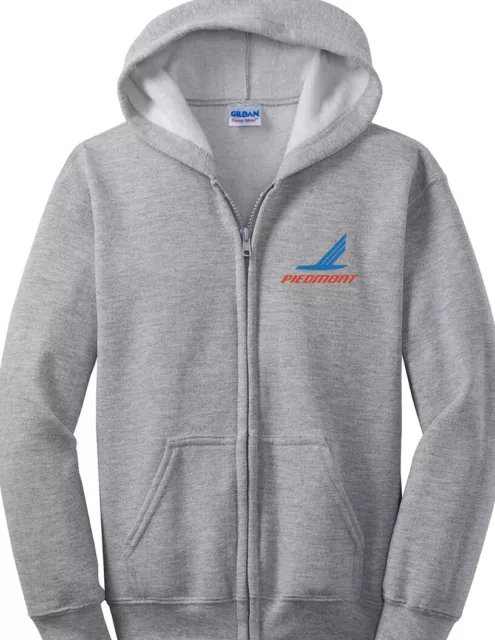 Piedmont Airlines Retro Logo Full Zip US Aviation Geek Hoodie Hooded Sweatshirt
