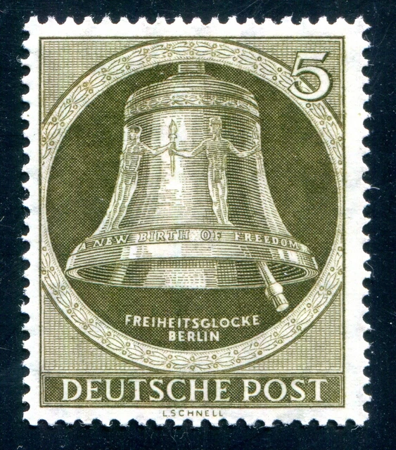 BERLIN 1951 82y ** POSTFRISCH TADELLOS waagerechte RIFFELUNG GLOCKE(F6041