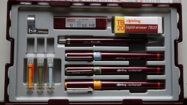 rOtring College-Set rapidograph 0,2 0,3 0,5 mm und Feinmeinestift 0,5 mm N° 9i