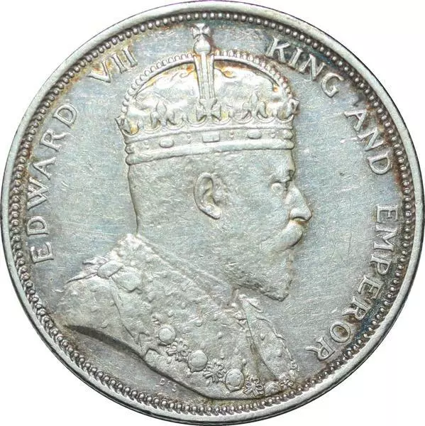 S2117 Rare Scarce MALAYSIA STRAITS SETTLEMENTS Dollar Edward VII 1904B Silver AU