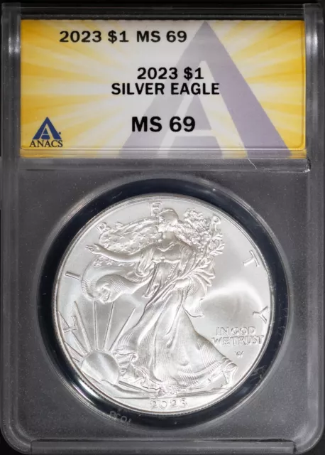 2023 $1 Silver American Eagle MS 69 ANACS # 7696522 + Bonus
