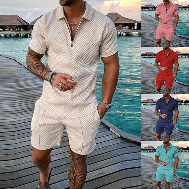 Abito estivo uomo set 2 pezzi tuta da allenamento maniche corte t-shirt e pantaloncini S ¬
