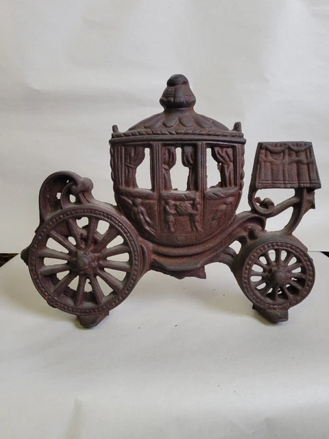Vintage Cast Iron Stagecoach Carriage Buggy Book End Door Stop