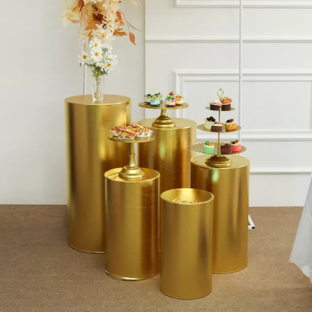 Cake Flower Gold Cover For Round Plinth Cylinder Pedestal Wedding Display Stand