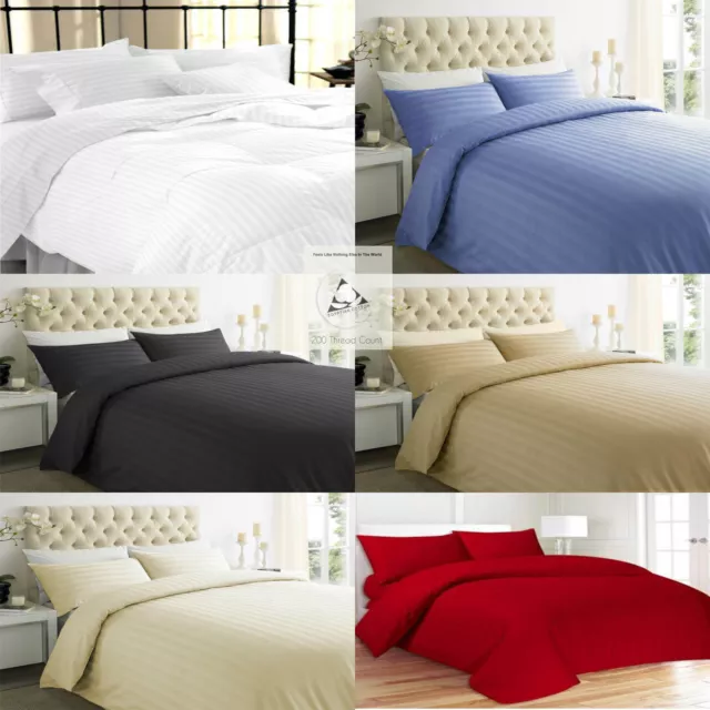 New Luxury 100% Stripe TC200 Egyptian Cotton Duvet Cover Pillow Set All Sizes