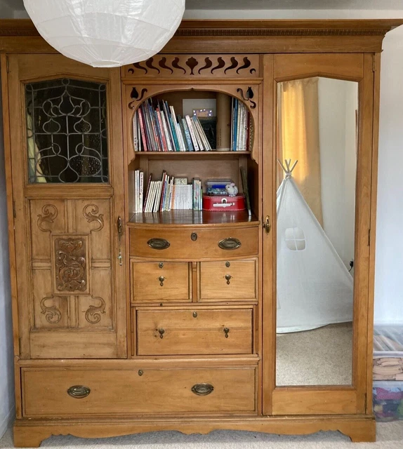 Antique Gentleman's Edwardian Compactum, nice Arts and Crafts style.