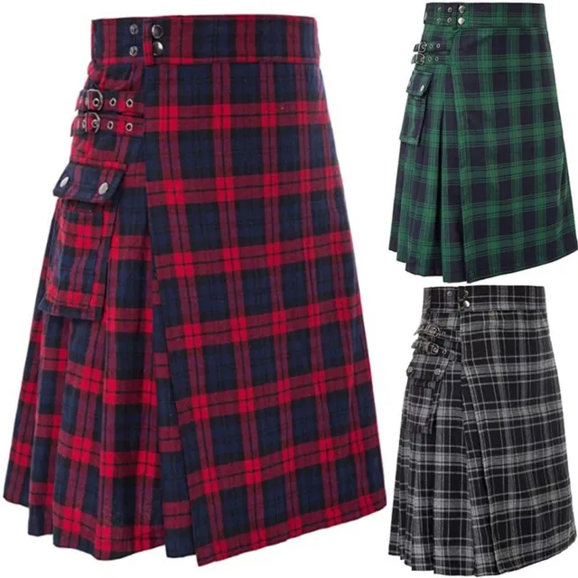Kilt scozzese da uomo con dettagli tasca moderni e pieghe tradizionali