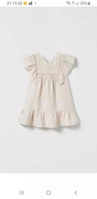 Bnwt Zara Girls Linen Dress Age 5-6 Years