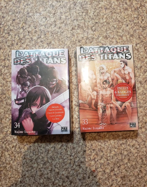 Manga Snk L'attaque Des titans Tome 33 et 34 Edition Limitée Collector Neuf Pika