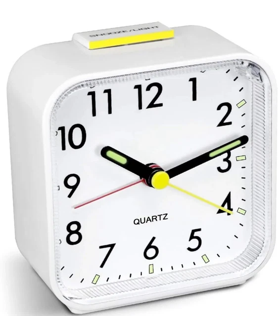 Large display clock analogue silent alarm snooze night light vintage